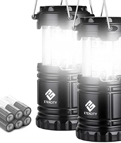 Etekcity Camping Lantern Battery Powered LED for Power Outages, Emergency Light for Hurricane Supplies Survival Kits, Operated Lamp, Camping Gear Accessories Essentials, 2 Pack