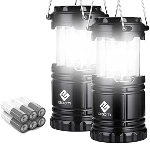 Etekcity Camping Lantern Battery Powered LED for Power Outages, Emergency Light for Hurricane Supplies Survival Kits, Operated Lamp, Camping Gear Accessories Essentials, 2 Pack