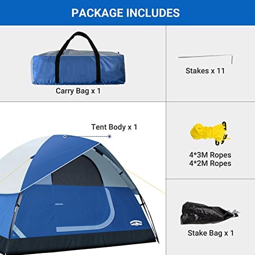 Pacific Pass 2/4/6 Person Family Dome Tent with Removable Rain Fly, Easy Setup for Camp Outdoor - Image 6