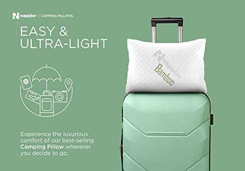 Nappler Camping Pillow - Travel Pillow -Backpacking, Airplane, Small Pillow - Car Pillow for Sleeping with Compressible- Shredded Memory Foam Breathable Bamboo and Machine Washable Cover (19x13) - Image 9