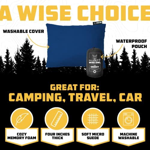 Wise Owl Outfitters Camping Pillow - Travel Pillow, Camping Accessories and Travel Must Haves - Compressible Memory Foam Pillow - Small/Medium - Image 2