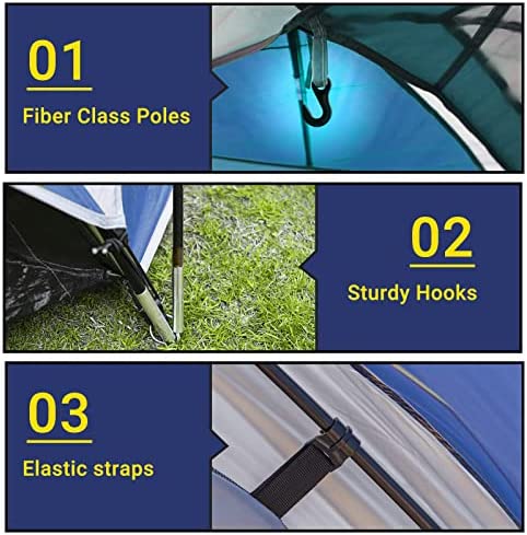 Pacific Pass 2/4/6 Person Family Dome Tent with Removable Rain Fly, Easy Setup for Camp Outdoor - Image 3