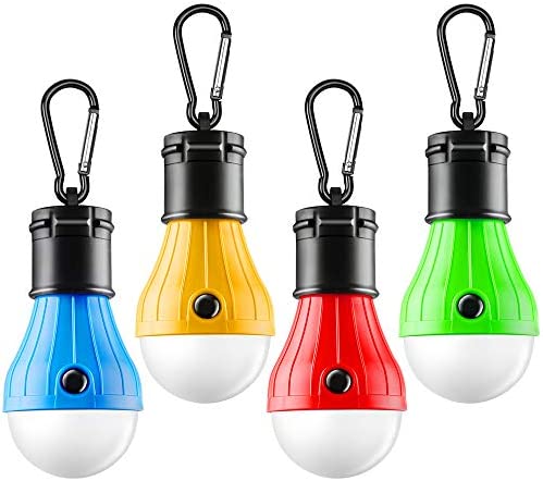 FLY2SKY Tent Lamp Portable LED Tent Light 4 Packs Clip Hook Hurricane Emergency Lights LED Camping Light Bulb Camping Tent Lantern Bulb Camping Equipment for Camping Hiking Backpacking Fishing Outage