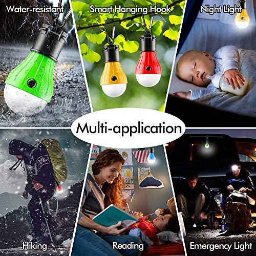 FLY2SKY Tent Lamp Portable LED Tent Light 4 Packs Clip Hook Hurricane Emergency Lights LED Camping Light Bulb Camping Tent Lantern Bulb Camping Equipment for Camping Hiking Backpacking Fishing Outage - Image 5